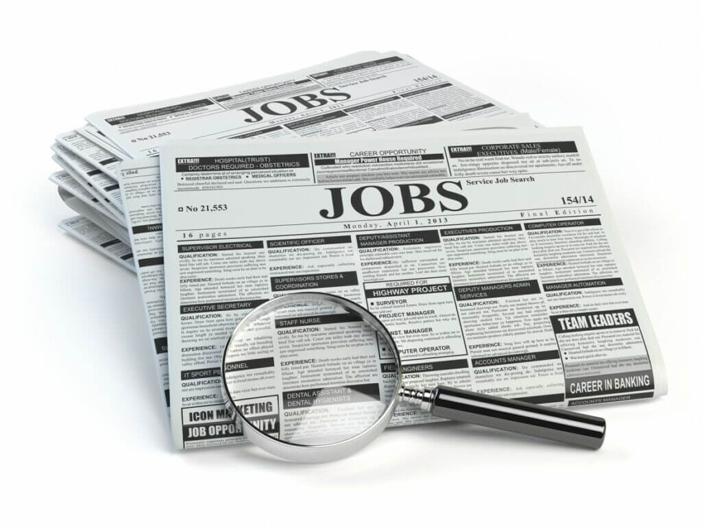 Job advertisement section of Newspaper