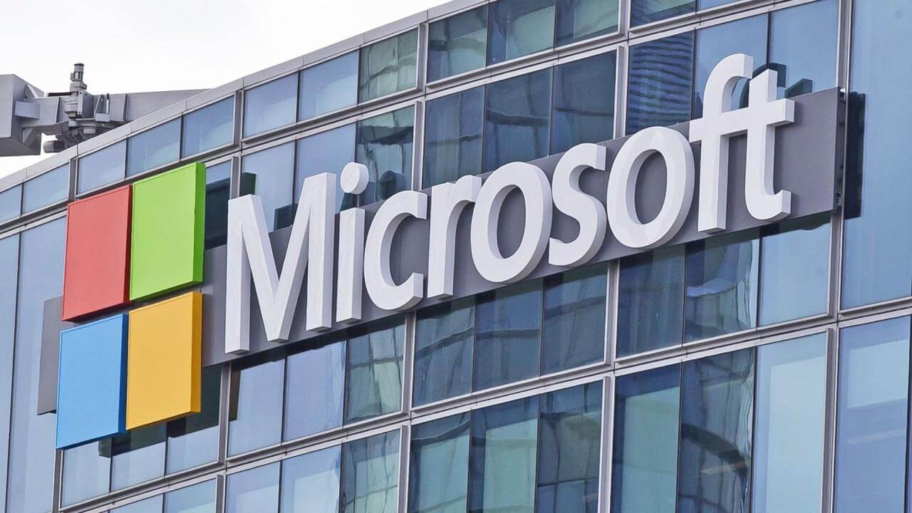 Microsoft logo on office.