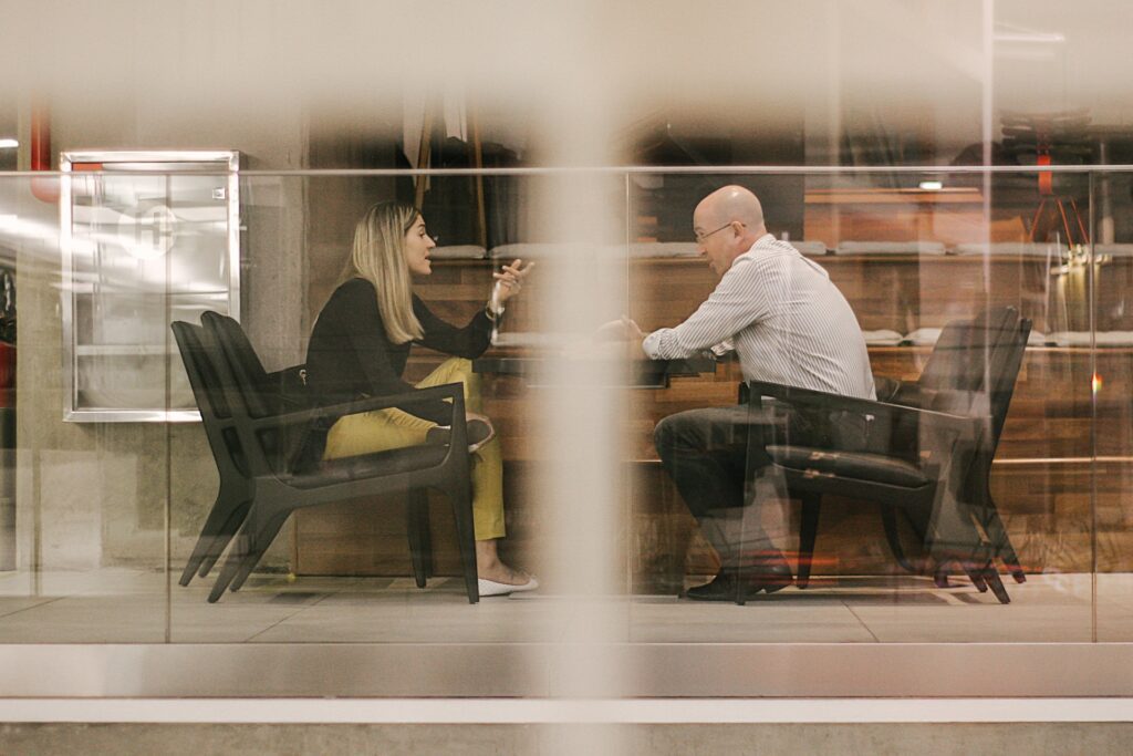 Business man and woman discussing on Cloud Governance techniques