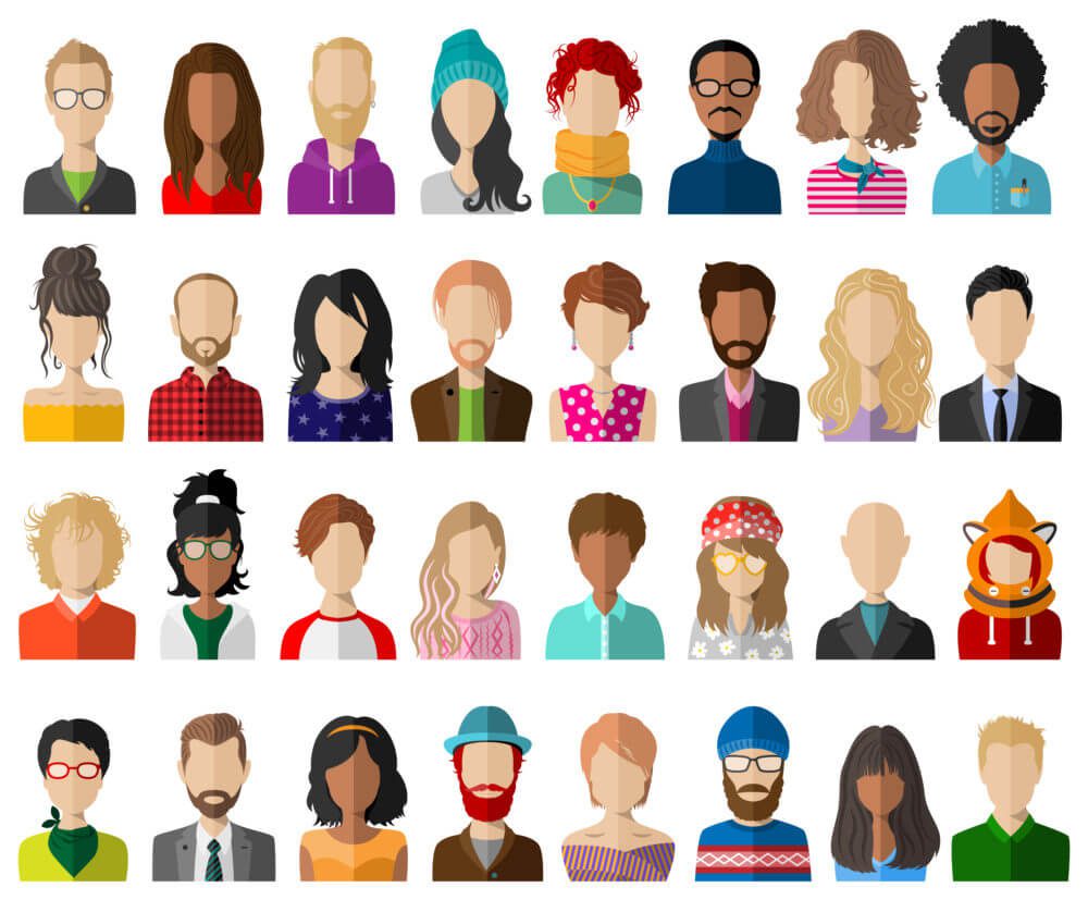 Bitmoji of different people faces.