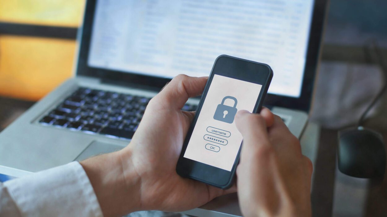 employee has secured access with password on screen of smartphone mobile.