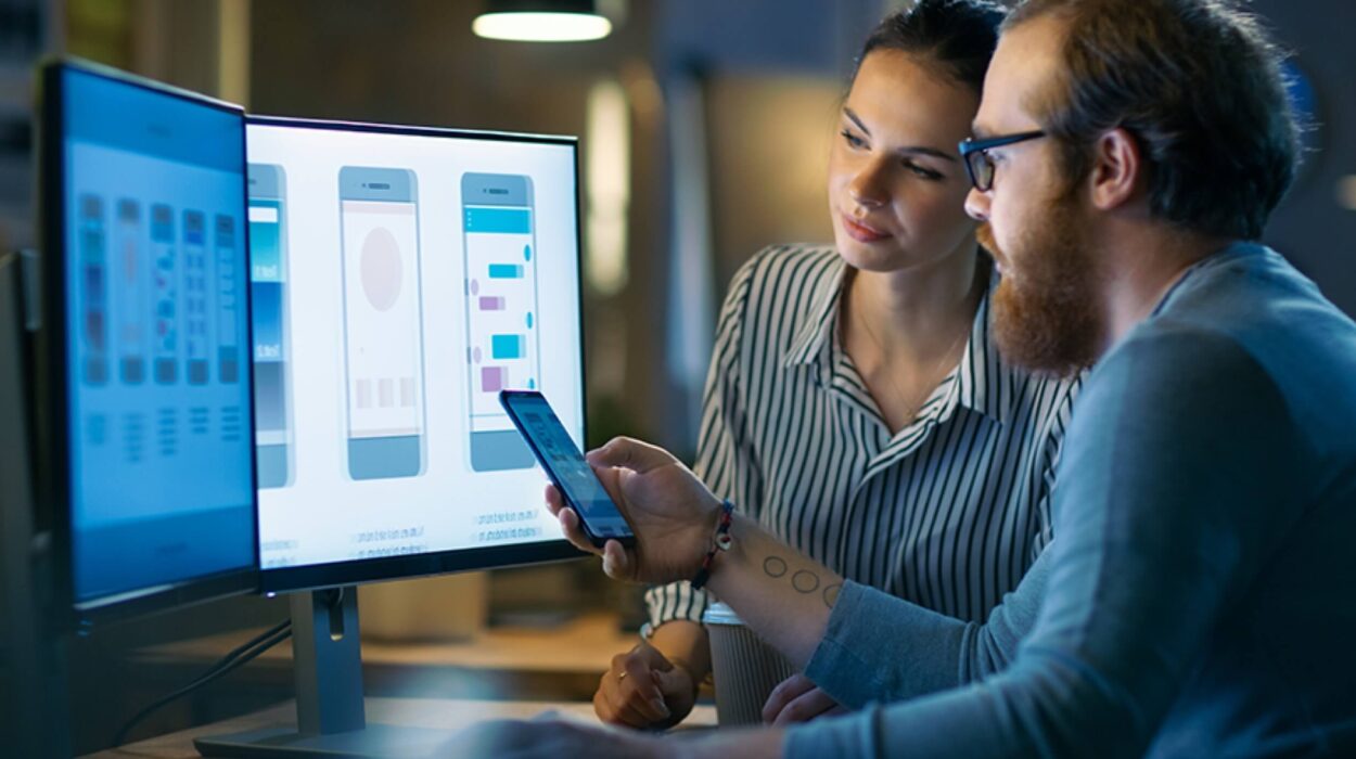 man and women working on Low Code and No code development platform.