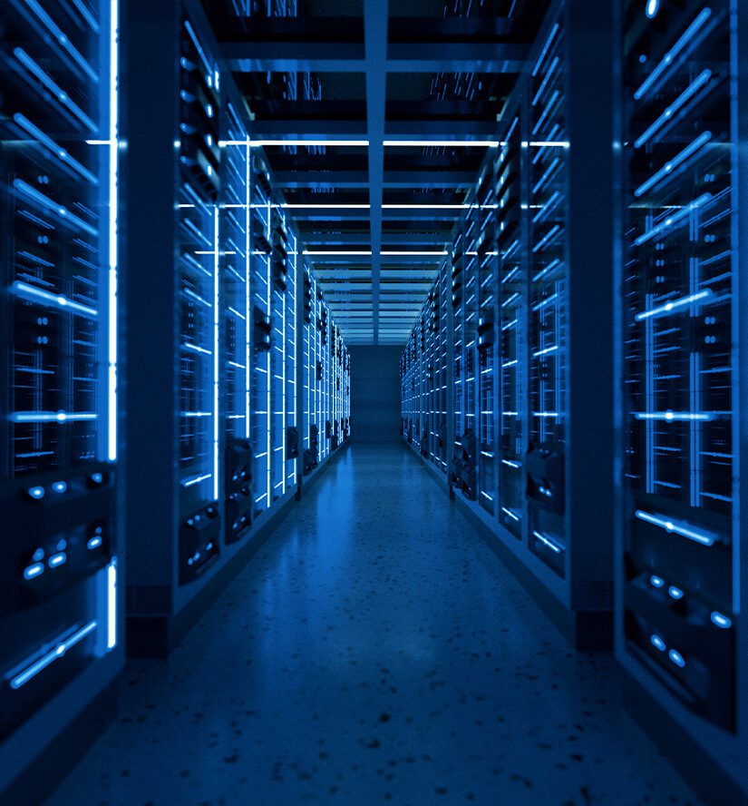 abstract image with blue servers background