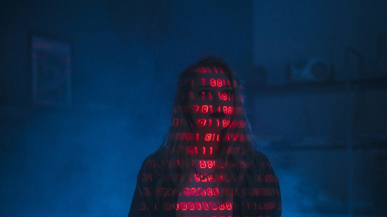 a women covered in the shadow of codes