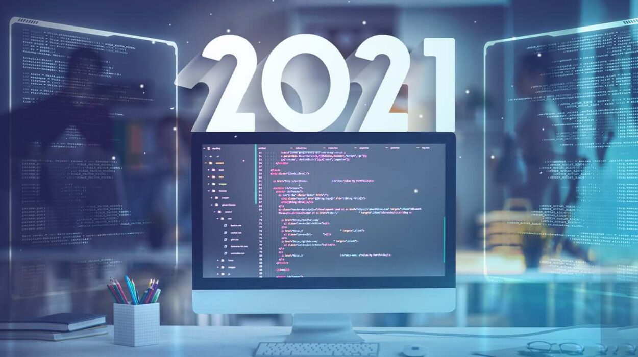 2021 written top of the screen. Application development year in review