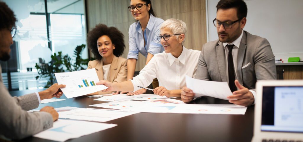 Entrepreneurs and business people conference in the modern meeting room