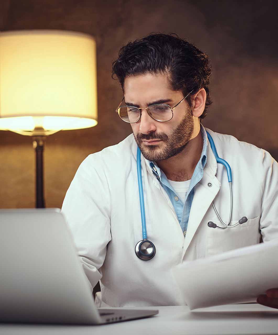 doctor reviewing healthcare data