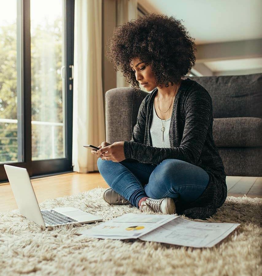 woman viewing her healthcare payer information