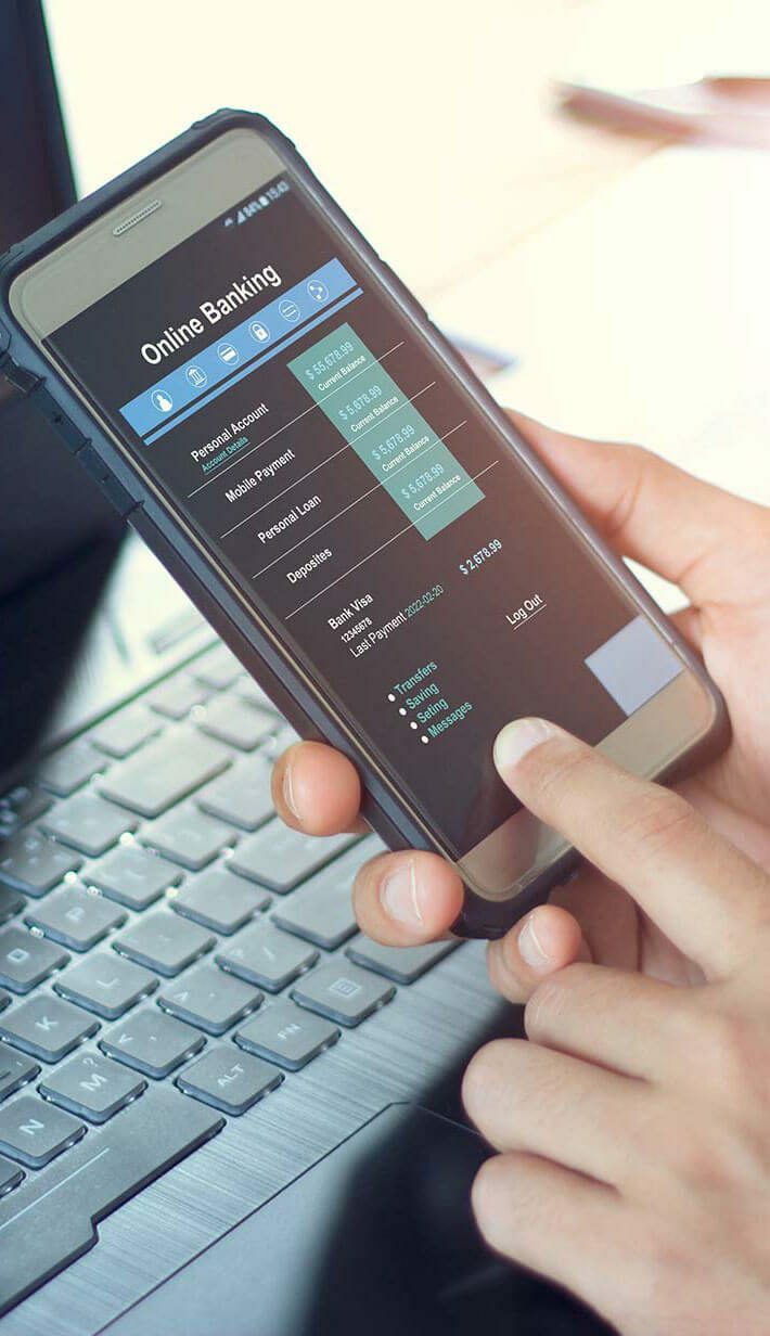 customer using mobile banking app