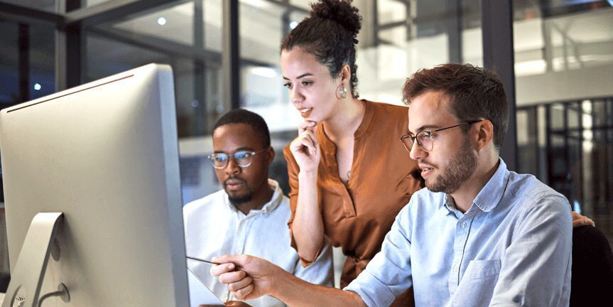 Female Immigration Officer Assisting Two Male Officers Applying Concurrent h-1b Visa.