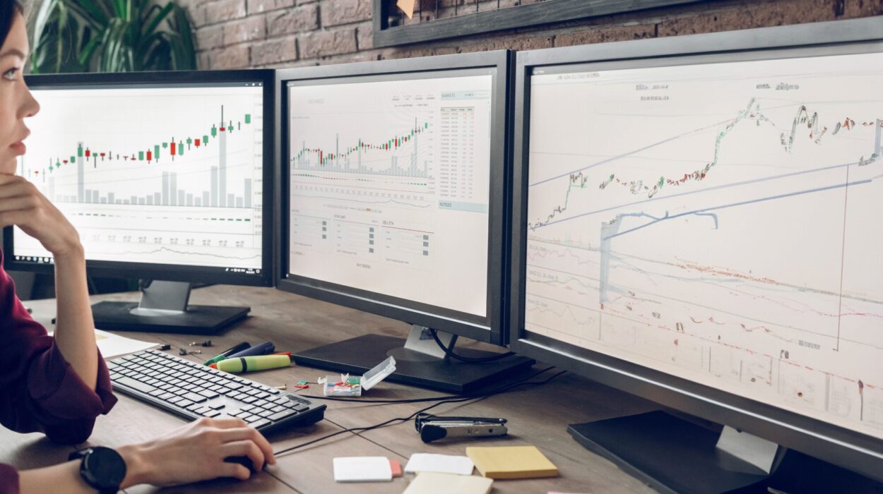 Banking employee looking at dashboard made with low-code automation
